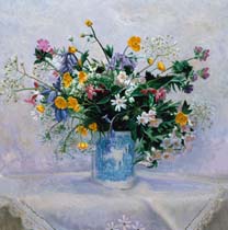 Wild Flowers in a Blue Mug